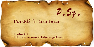 Pordán Szilvia névjegykártya